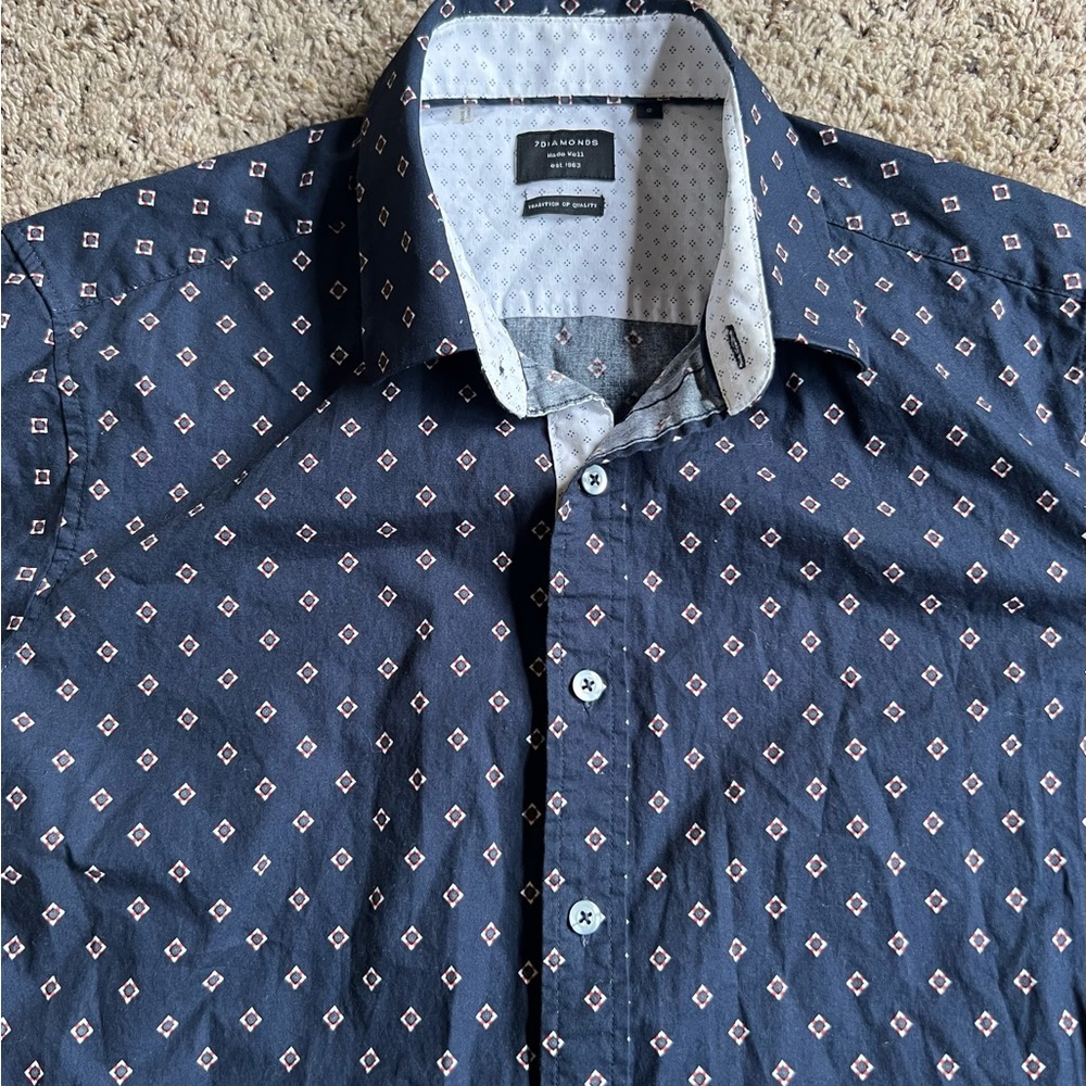7 Diamonds Button Down Shirt Small Blue